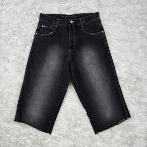 Y2K SouthPole Baggy Shorts Mens 30 Black Faded Jorts VTG‎ Hip Hop Skater Red Tag